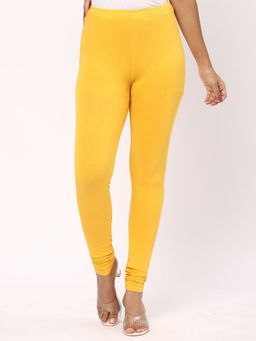 R&B - Women Yellow Cotton Churidar Length Leggings