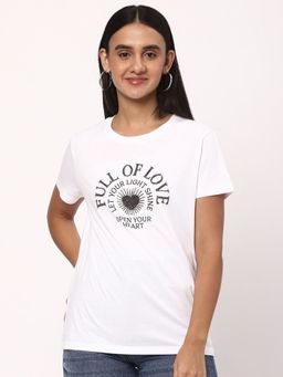 R&B - White Women Typography Half Sleeves T-Shirt
