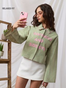 The Souled Store - Green Plaid Shirt Side Eye Women Relaxed Shirt