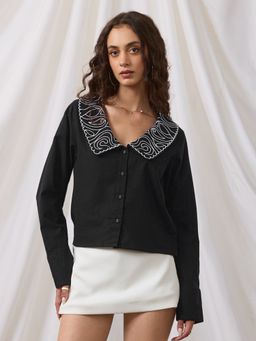 The Souled Store - Black Cotton Linen Shirt Nova Women Oversized Shirt