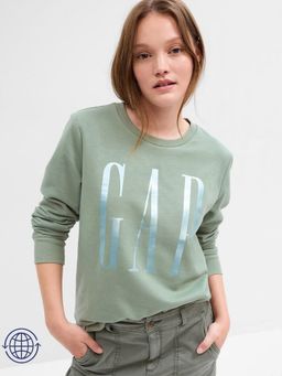 GAP - Green Logo Print Relaxed Crew Neck Full Sleeves Sweatshirt