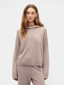 GAP - Beige Melange Relaxed Hooded Pullover Sweater