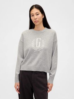 GAP - Graphic Print Full Sleeve Crew Neck Grey Sweater
