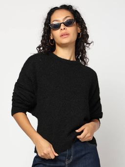 GAP - Black Crew Neck Relaxed Fit Pullover Sweater