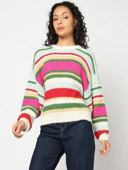 GAP - Multi-Color Striped Crew Neck Pullover Sweater