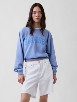 GAP - Blue Graphic Print Relaxed Raglan Crew Neck Sweatshirt