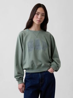 GAP - Green Logo Print Crew Neck Raglan Relaxed Sweatshirt