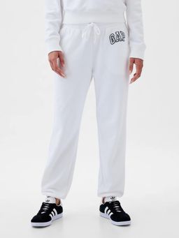 GAP - White Women'S Logo Print Mid Waist Joggers