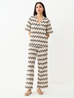 Femmella - Beige Multi Chevron Crochet Co Ord Set