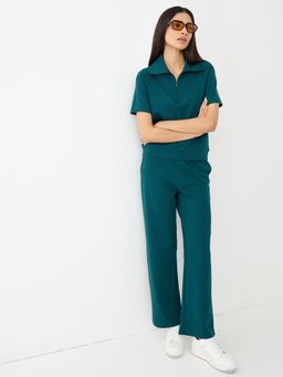 Femmella - Teal Zip Up Knit Co Ord Set