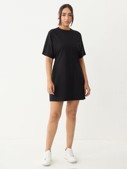 Femmella - Black Knit Kimono Sleeves Mini Dress