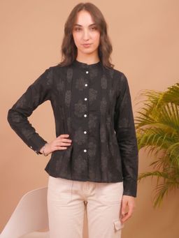 Maaesa - Grey Women Cotton 60S Printed Regular Fit Shirt