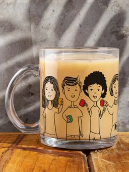 Indigifts - Transparent Mug For Coffee Friends with Mug Printed Glass Tea Mug
