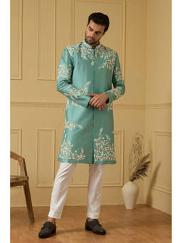 HILO DESIGN - Green Marino Sherwani