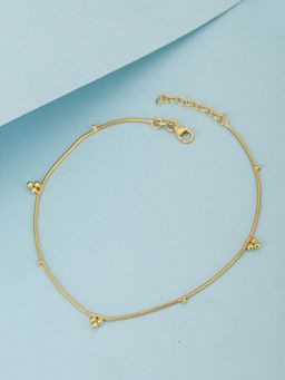 Carlton London - 18Kt Gold Plated Minimal Beaded Anklet