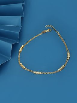 Carlton London - 18Kt Gold Plated Double Layer Anklet with Square Beads
