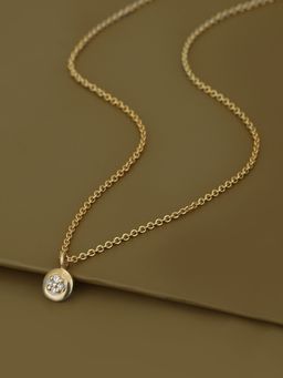 Carlton London - 18Kt Gold Plated Petite Round Pendant with Chain