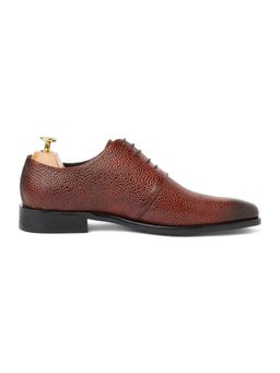 Vantier - Men Stingray Leather Oxfords- Brown