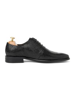 Vantier - Men Stingray Leather Oxfords- Black