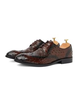 Vantier - Men Brown Ostrich Crocodile Oxfords
