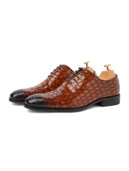Vantier - Men David Croc Oxfords - Brown