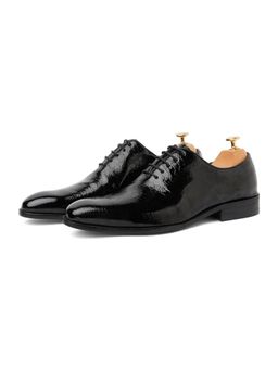Vantier - Men Black Zenia Patent Croc Oxfords