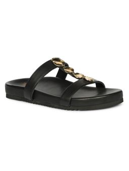 Saint G - x Viviblu Black Leather Sandals for Women