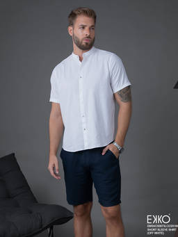 EKKO - Men White Slim Fit Linen Blend Casual Shirt