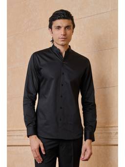 TASVA - Men Black Solid Casual Shirt