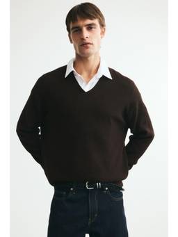 H&M - Men Brown Relaxed Fit Rib-Knit Jumper