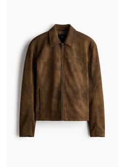 H&M - Men Brown Napped Zip-Through Jacket