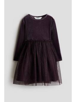 H&M - Girls Purple Tulle-Skirt Velour Dress