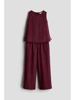 H&M - Girls Red 2-Piece Cotton Seersucker Set
