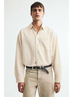 H&M - Men Beige Relaxed Fit Jersey Shirt