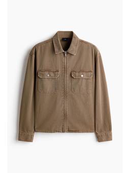 H&M - Men Brown Cotton Twill Overshirt