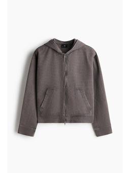 H&M - Men Grey Hooded Zip-Through Overshirt