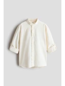 H&M - Boys White Linen-Blend Grandad Shirt