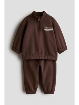 H&M - Boys Brown 2-Piece Brushed-Inside Sweatshirt Set