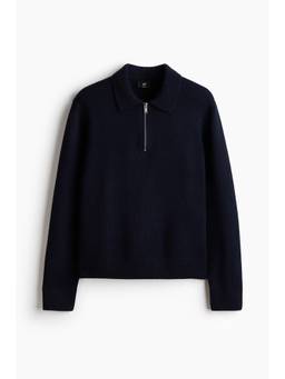 H&M - Men Blue Regular Fit Wool Polo Shirt
