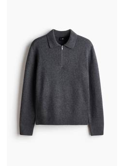 H&M - Men Grey Regular Fit Wool Polo Shirt