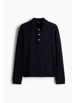 H&M - Men Blue Regular Fit Knitted Polo Shirt