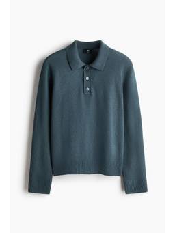 H&M - Men Turquoise Regular Fit Knitted Polo Shirt