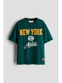 H&M - Boys Green Printed Cotton T-Shirt
