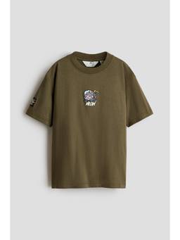 H&M - Boys Green Printed Cotton T-Shirt