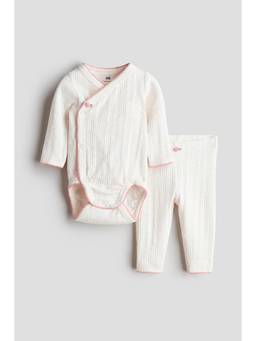 H&M - Girls White 2-Piece Cotton Pointelle Set