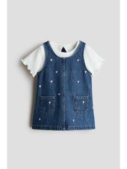 H&M - Girls Blue 2-Piece Dress And Top Cotton Set