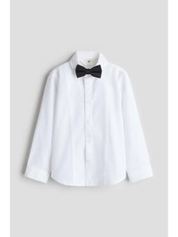 H&M - Boys White 2-Piece Tuxedo Shirt And Bow Tie Set