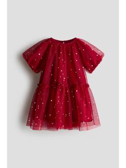 H&M - Girls Red Printed Tulle Dress