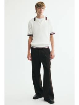 H&M - Men White Regular Fit Textured-Knit Polo Shirt