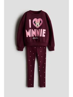 H&M - Girls Maroon 2-Piece Sweatshirt And Leggings Set